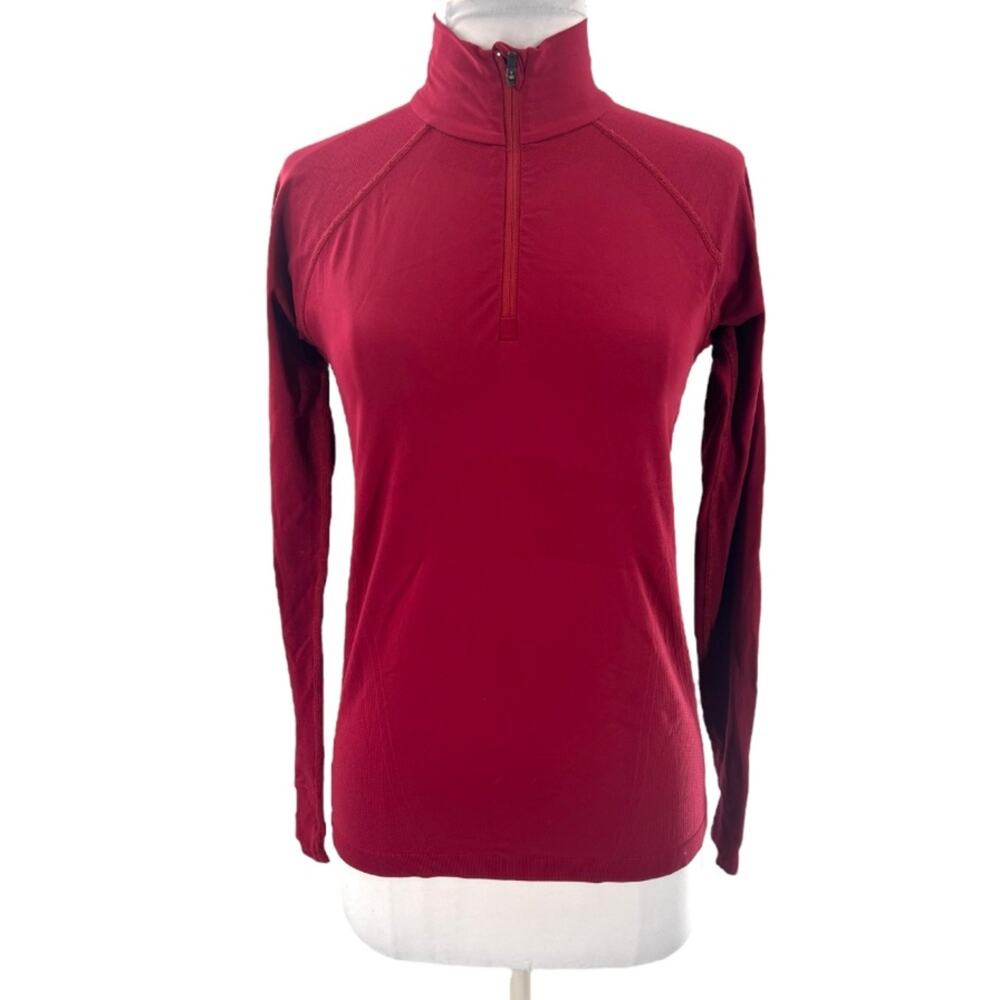 Athleta momentum seamless half zip red Long Sleeve Performance Pullover Top S - Picture 2 of 7